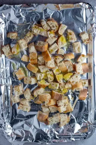 Process image 1 showing making croutons.