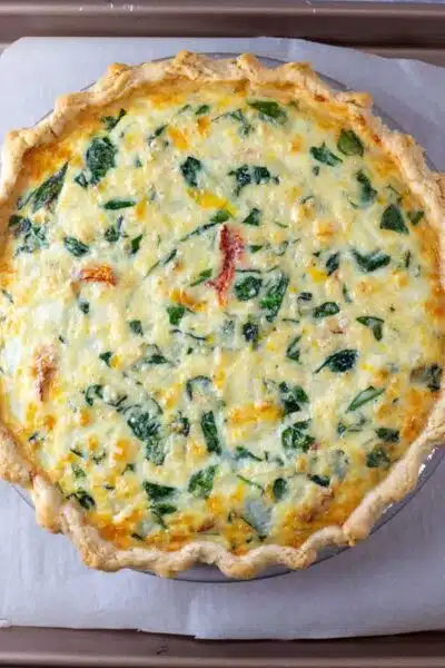 Process image 9 showing quiche baked and cooling.