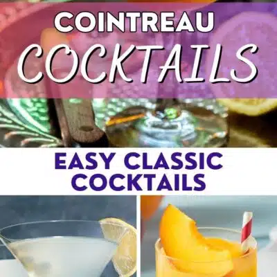 Pin split image with text showing different cointreau cocktails.