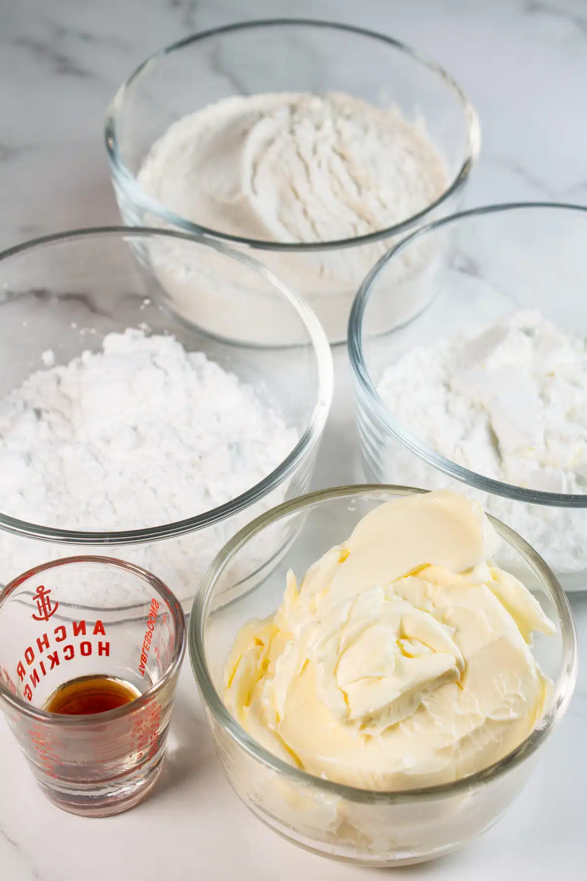 Tall image showing cornstarch cookie ingredients.