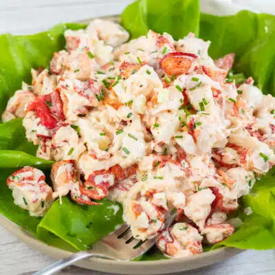 Square image of lobster salad.