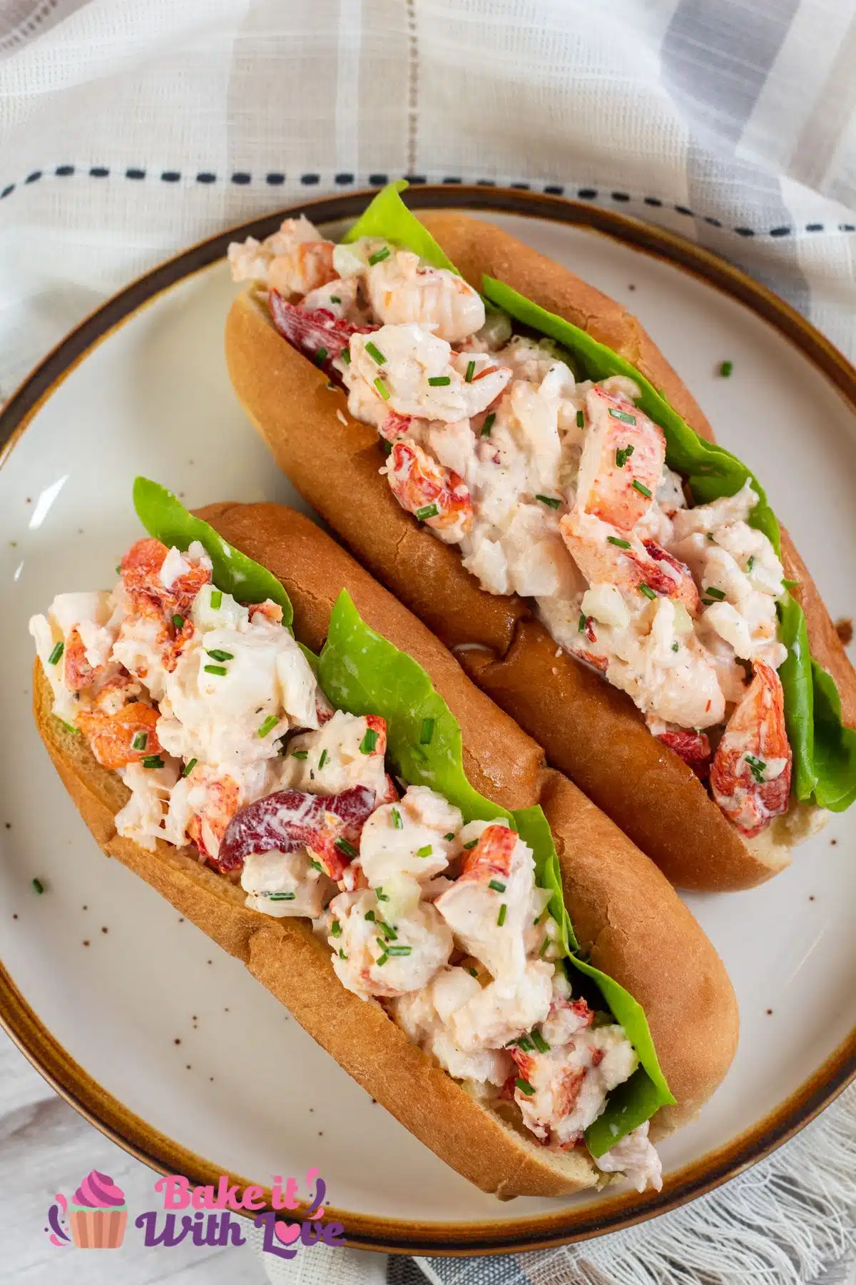 Tall image of New England lobster roll.
