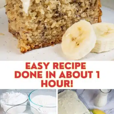 Pin image with text of banana slice dessert.