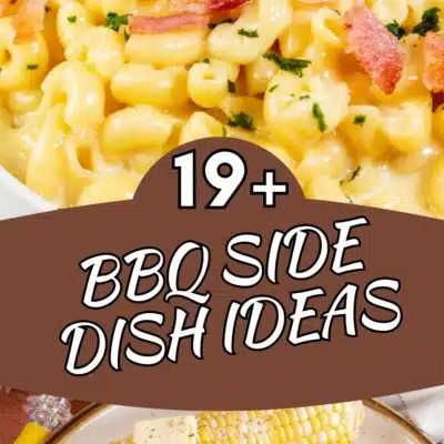 Pin split image with text showing different bbq side dish recipe ideas.