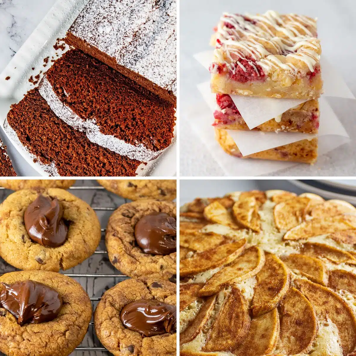 Square split image showing different ideas for Fathers Day dessert.