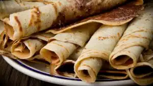 Wide image of crepes.