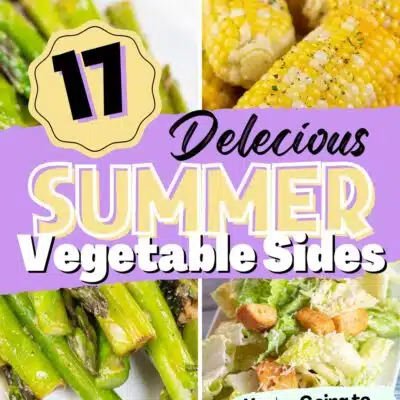 Pin split image with text showing different vegetable side dish recipe ideas.