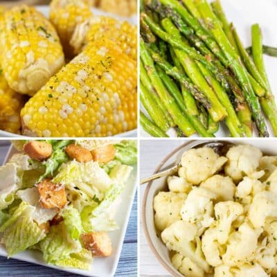 Square split image showing different vegetable side dish recipe ideas.