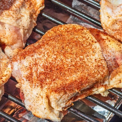 How to get crispy chicken skin on pellet grills or smokers when cooking well seasoned chicken thighs like these.