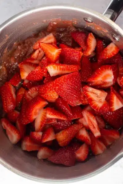Process image 4 showing making strawberry rhubarb filling.