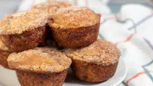 Wide image of banana cinnamon muffins.