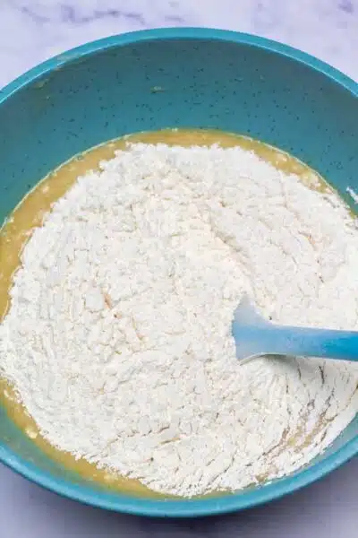 Process image 5 showing adding flour.