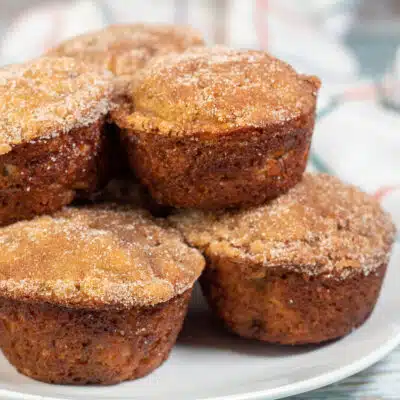 Square image of banana cinnamon muffins.