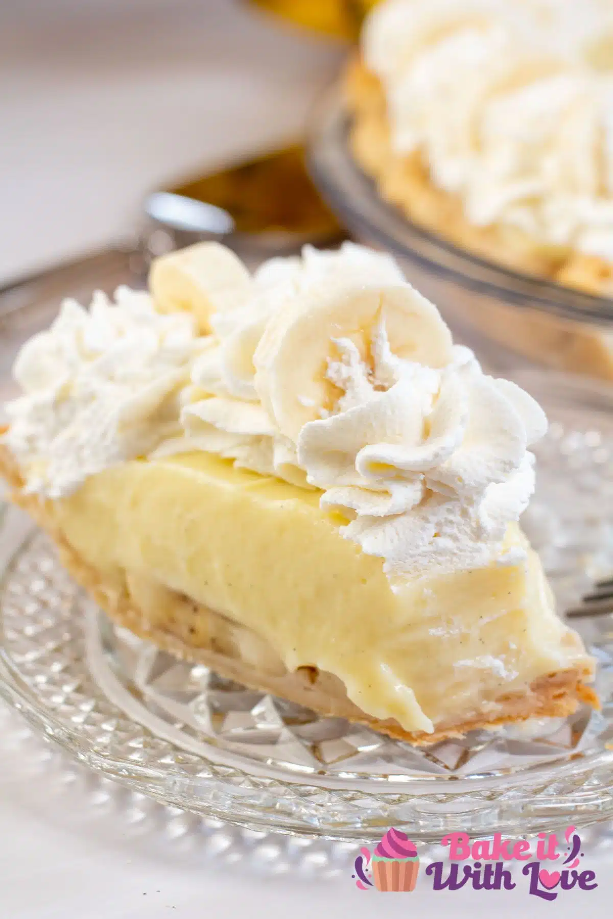 Tall image of banana cream pie slice.