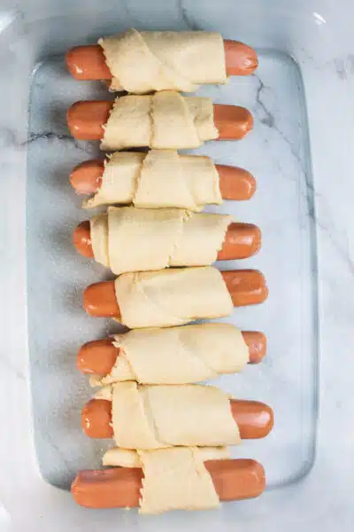Process image 4 showing wrapped hot dogs.
