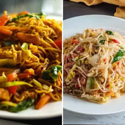 Square image of Chow Mein vs Mei Fun photos.