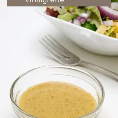 Pin image with text of honey mustard vinaigrette.