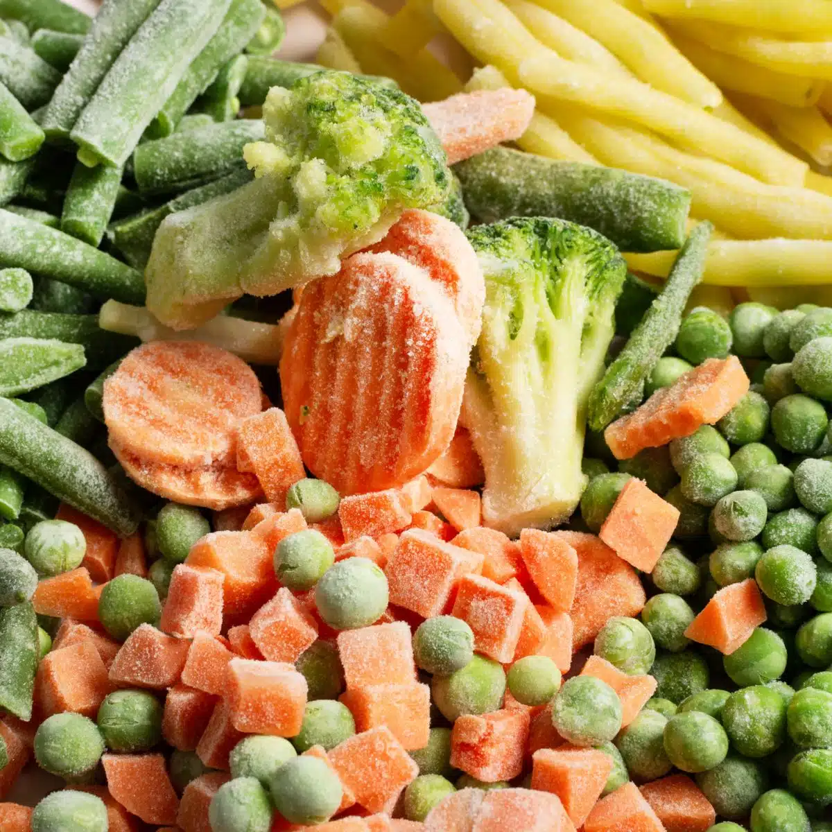 صورة مربعة للخضروات المختلطة المجمدة.