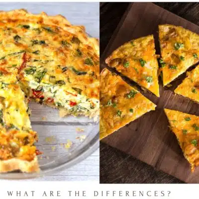 Pin split image with text of Quiche vs Frittata.