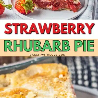 Pin image with text of strawberry rhubarb pie.