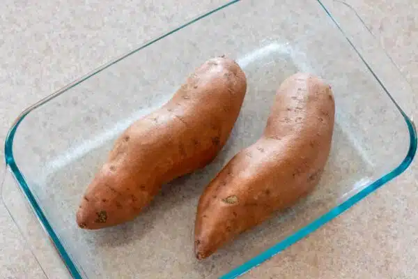 Process image 1 showing baking the sweet potatoes.