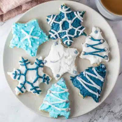 Square image showing vegan sugar cookies.