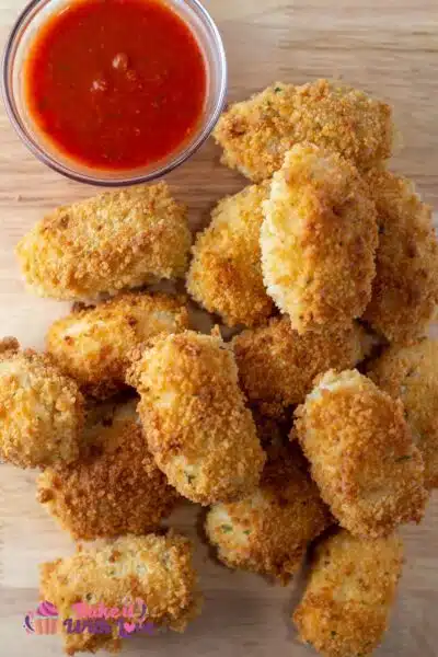 Tall image of cheese croquettes.