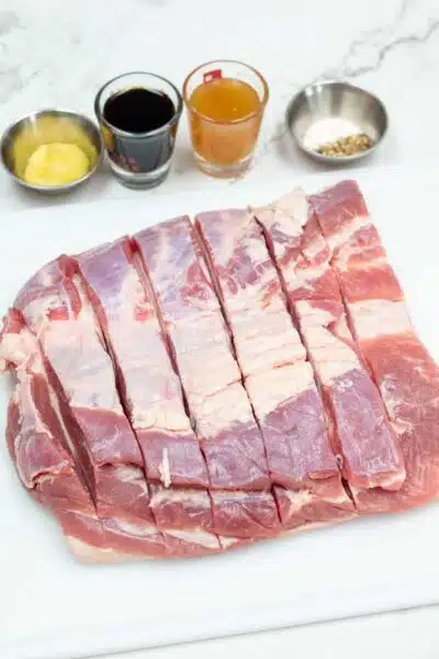 Process image 1 showing pork belly sliced.