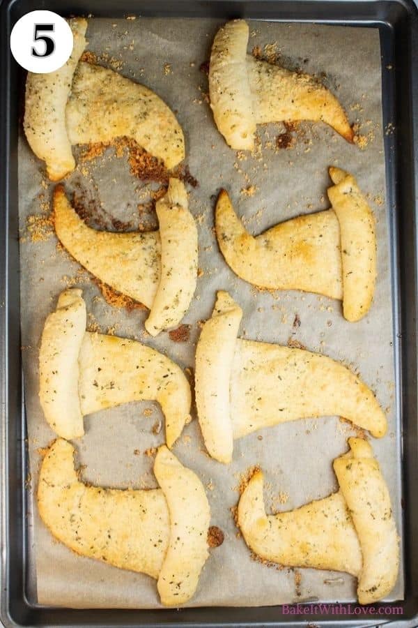 Halloween crescent roll witches hats process photo 5 showing the crescent roll witches hat after baking.