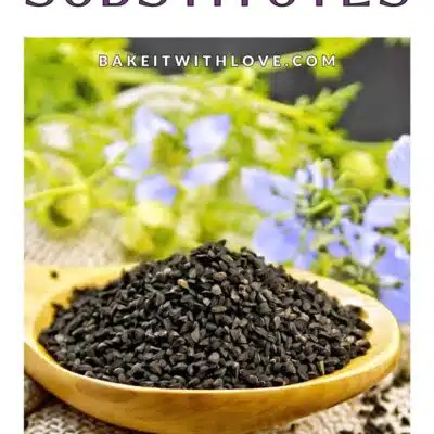 Pin image with text of nigella seed substitutes.