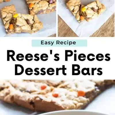 Pin image with text of Reese's pieces bars.