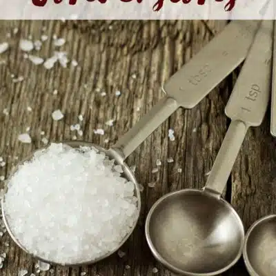 Pin image with text showing salt in measuring spoons.