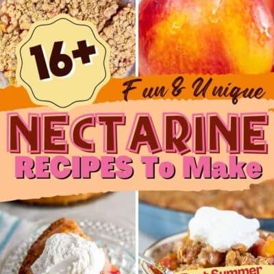 Best nectarines recipe collection pin featuring 4 images of fruit and desserts with text title divider.