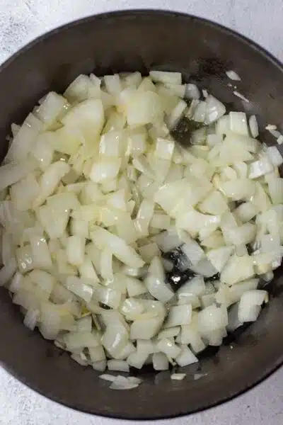 Process image 1 showing sauteing onions.