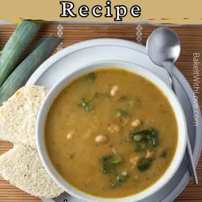 Pin image with text of sopa de legumes (Portuguese vegetable soup).