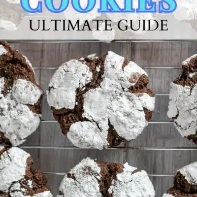 Tall image showing crinkle cookies with text.