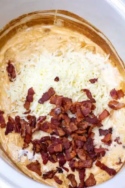 Process image 6 showing added bacon and cheese.