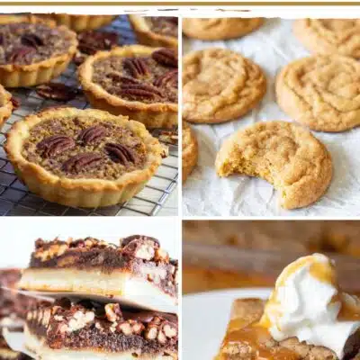 Pin split image with text showing easy Thanksgiving dessert recipes.