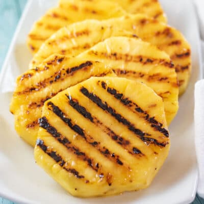 Square image of grilled pineapple.