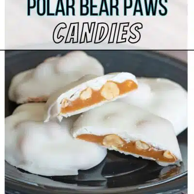 Pin image with text of See's Candies Copycat Polar Bear Paws.