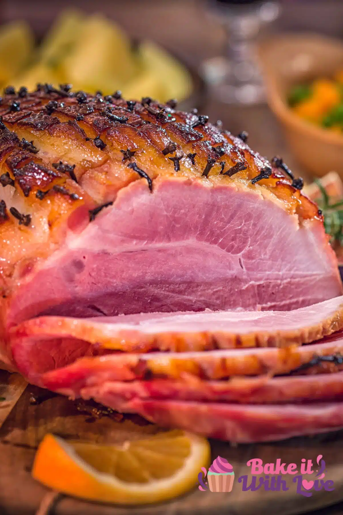 How to score a holiday ham for a show-stopping dinner centerpiece like this sliced ham with whole cloves.
