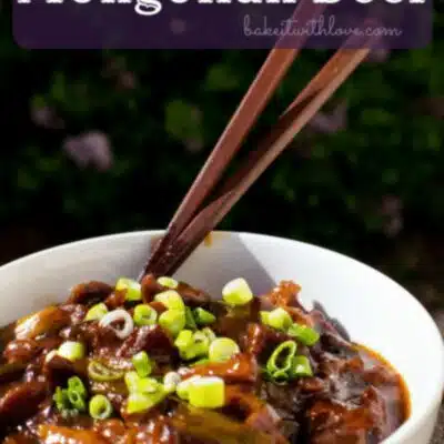Pin image with text of crockpot Mongolian beef.
