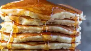 Wide image of pancakes.