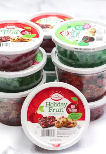 Paradise fruit company holiday fruit mix for baking fruitcakes and using glace cherries for jeweled cookies and more.