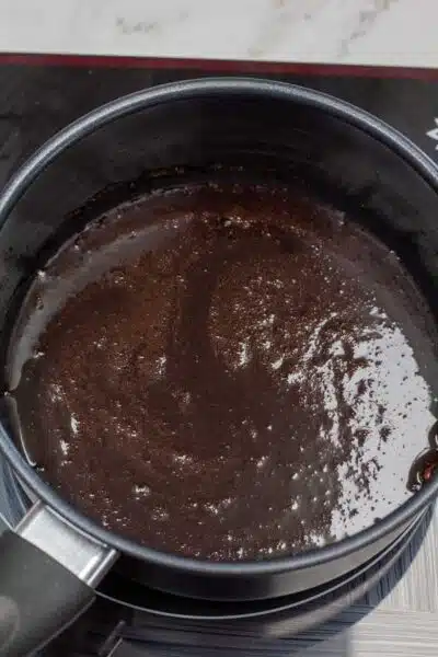 Process image 2 showing making mocha chocolate sauce.