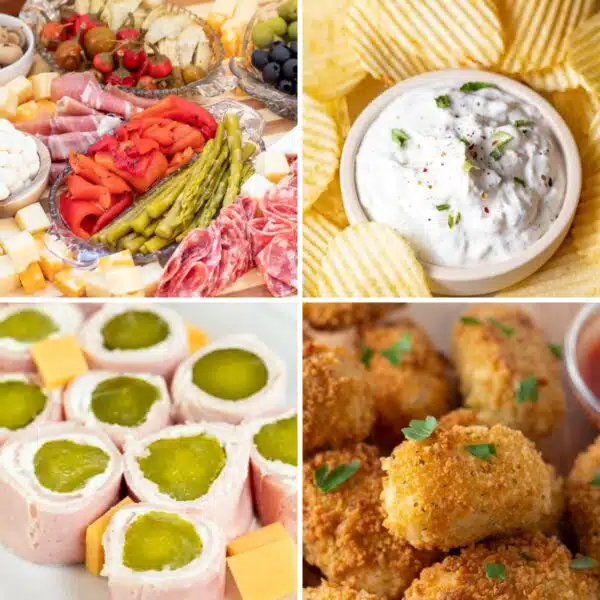Best Thanksgiving appetizers collection of amazing recipe ideas to make this holiday season featuring 4 tasty recipes in a collage image.