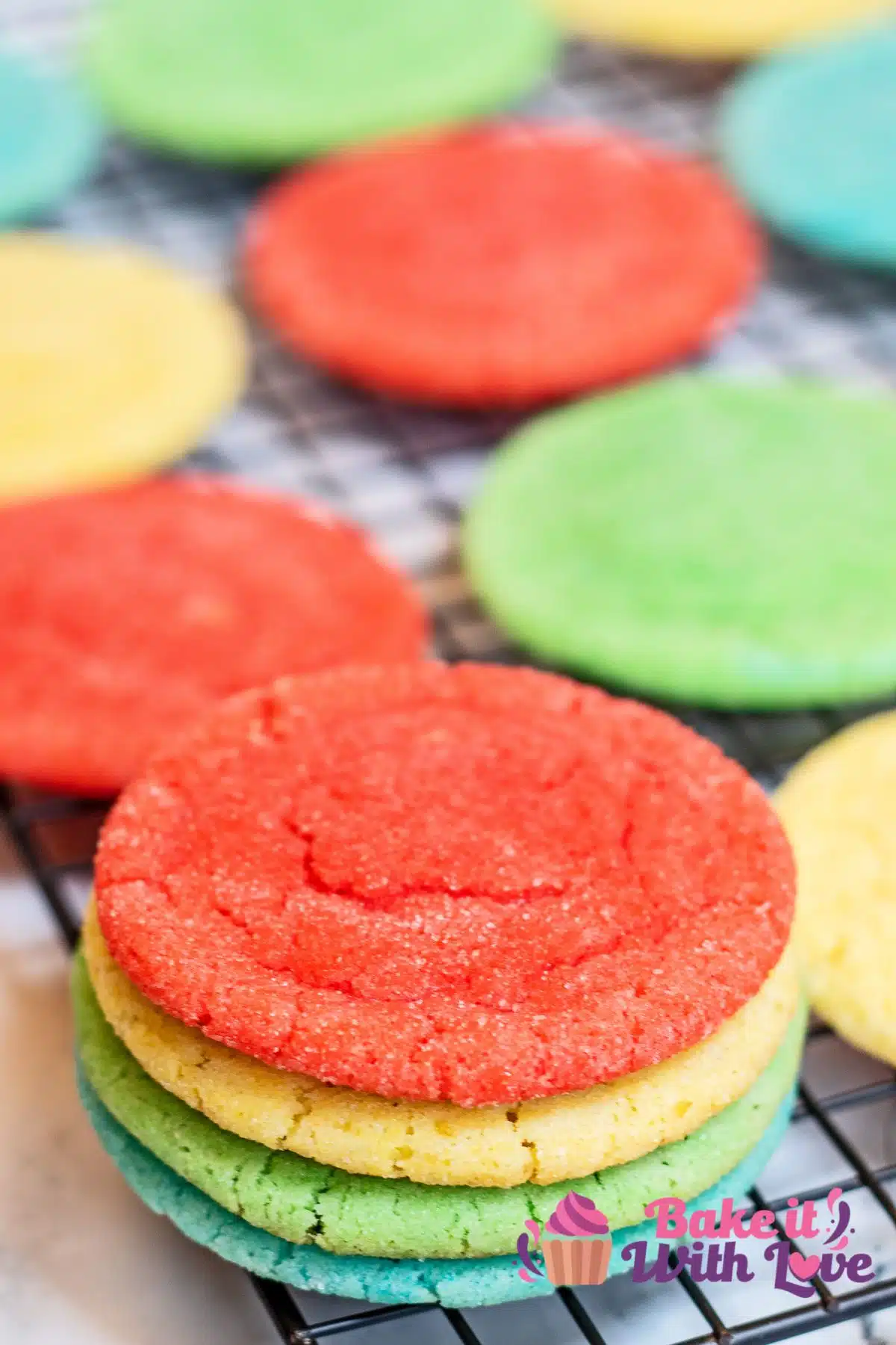Tall image of colorful jello cookies.