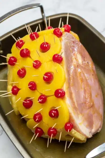 Process image 5 showing ham ready to bake.