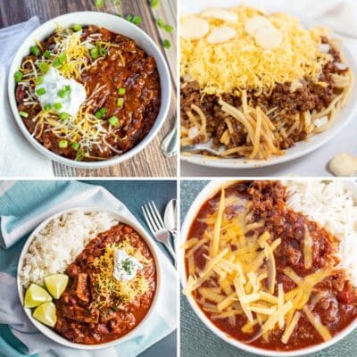 Square split image showing different varieties of chili to make.