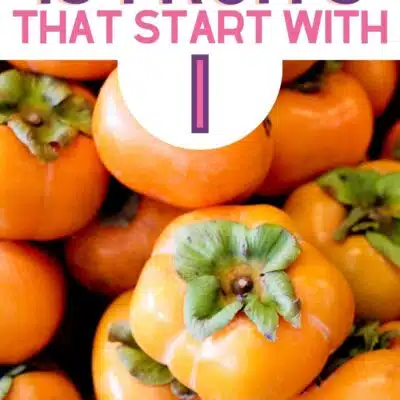 Pin image for fruits that start with the letter I, showing a Indian Persimmon.